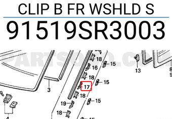 Honda 91519SR3003 CLIP B FR WSHLD S