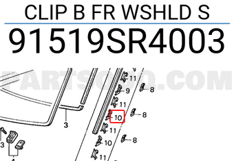 Honda 91519SR4003 CLIP B FR WSHLD S