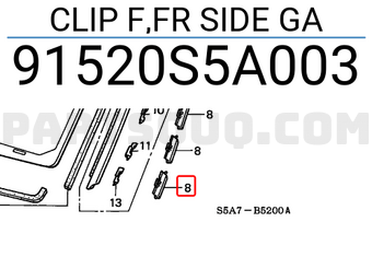 Honda 91520S5A003 CLIP F,FR SIDE GA