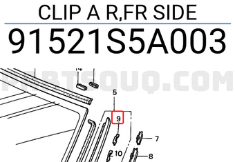 Honda 91521S5A003 CLIP A R,FR SIDE