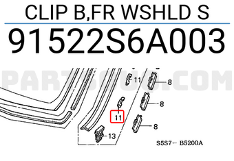 Honda 91522S6A003 CLIP B,FR WSHLD S