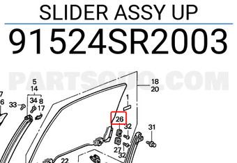 Honda 91524SR2003 SLIDER ASSY UP