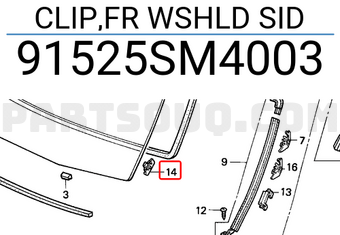 Honda 91525SM4003 CLIP,FR WSHLD SID