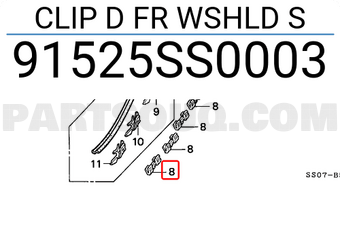 Honda 91525SS0003 CLIP D FR WSHLD S