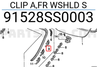 Honda 91528SS0003 CLIP A,FR WSHLD S