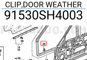 Honda 91530SH4003 CLIP,DOOR WEATHER