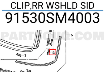 Honda 91530SM4003 CLIP,RR WSHLD SID