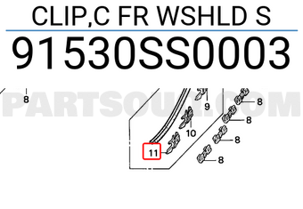 Honda 91530SS0003 CLIP,C FR WSHLD S