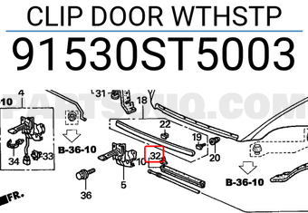 Honda 91530ST5003 CLIP DOOR WTHSTP