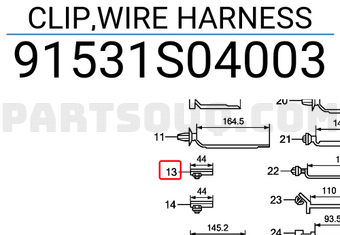 Honda 91531S04003 CLIP,WIRE HARNESS