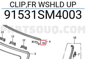 Honda 91531SM4003 CLIP,FR WSHLD UP