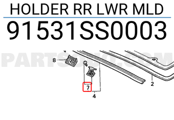 Honda 91531SS0003 HOLDER RR LWR MLD