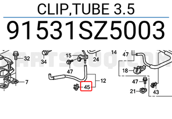 Honda 91531SZ5003 CLIP,TUBE 3.5