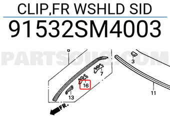 Honda 91532SM4003 CLIP,FR WSHLD SID