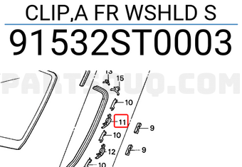 Honda 91532ST0003 CLIP,A FR WSHLD S