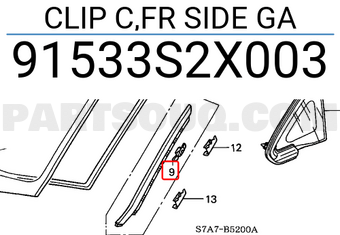 Honda 91533S2X003 CLIP C,FR SIDE GA