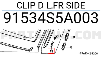 Honda 91534S5A003 CLIP D L,FR SIDE