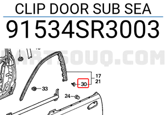 Honda 91534SR3003 CLIP DOOR SUB SEA
