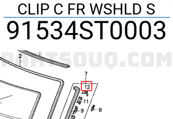 Honda 91534ST0003 CLIP C FR WSHLD S