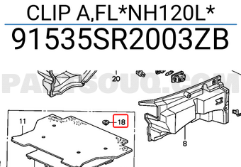 Honda 91535SR2003ZB CLIP A,FL*NH120L*