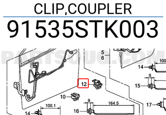 Honda 91535STK003 CLIP,COUPLER
