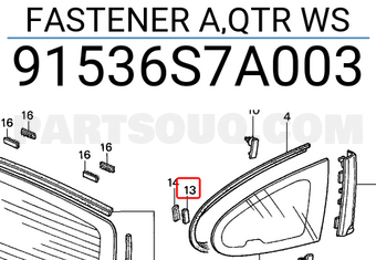 Honda 91536S7A003 FASTENER A,QTR WS