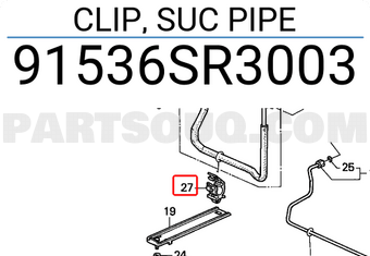 Honda 91536SR3003 CLIP, SUC PIPE
