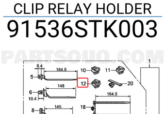 Honda 91536STK003 CLIP RELAY HOLDER