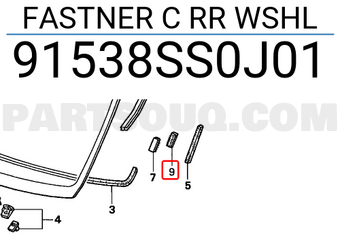Honda 91538SS0J01 FASTNER C RR WSHL