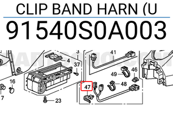 Honda 91540S0A003 CLIP BAND HARN (U