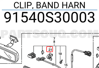 Honda 91540S30003 CLIP, BAND HARN