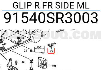 Honda 91540SR3003 GLIP R FR SIDE ML