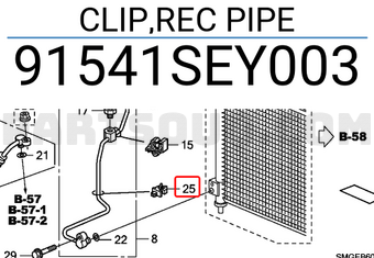 Honda 91541SEY003 CLIP,REC PIPE