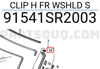 Honda 91541SR2003 CLIP H FR WSHLD S