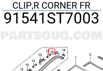 Honda 91541ST7003 CLIP,R CORNER FR