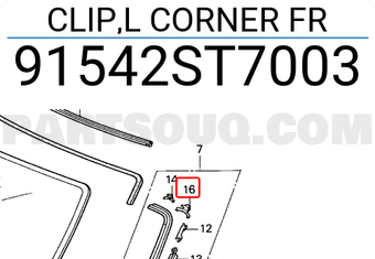 Honda 91542ST7003 CLIP,L CORNER FR