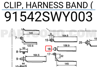 Honda 91542SWY003 CLIP, HARNESS BAND (