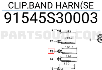 Honda 91545S30003 CLIP,BAND HARN(SE