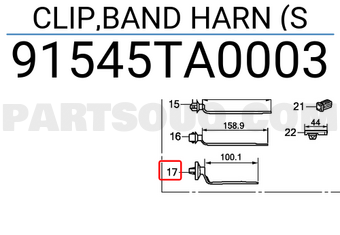 Honda 91545TA0003 CLIP,BAND HARN (S