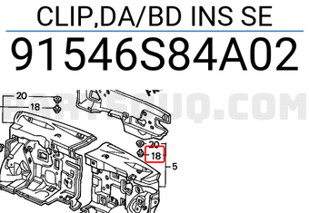Honda 91546S84A02 CLIP,DA/BD INS SE