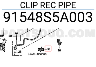 Honda 91548S5A003 CLIP REC PIPE