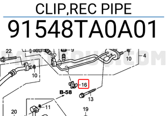 Honda 91548TA0A01 CLIP,REC PIPE