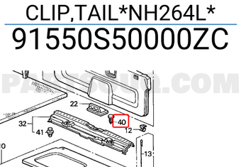 Honda 91550S50000ZC CLIP,TAIL*NH264L*