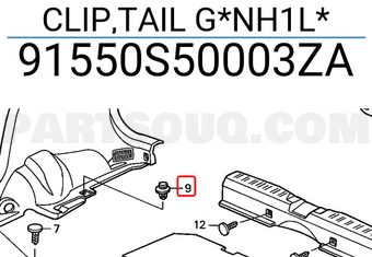 Honda 91550S50003ZA CLIP,TAIL G*NH1L*