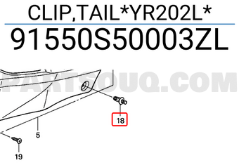 Honda 91550S50003ZL CLIP,TAIL*YR202L*