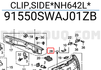 Honda 91550SWAJ01ZB CLIP,SIDE*NH642L*
