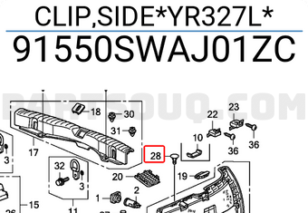 Honda 91550SWAJ01ZC CLIP,SIDE*YR327L*
