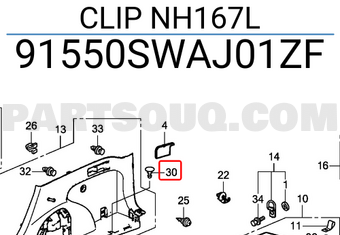Honda 91550SWAJ01ZF CLIP NH167L