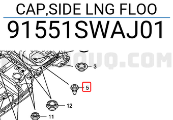 Honda 91551SWAJ01 CAP,SIDE LNG FLOO