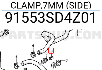 Honda 91553SD4Z01 CLAMP,7MM (SIDE)